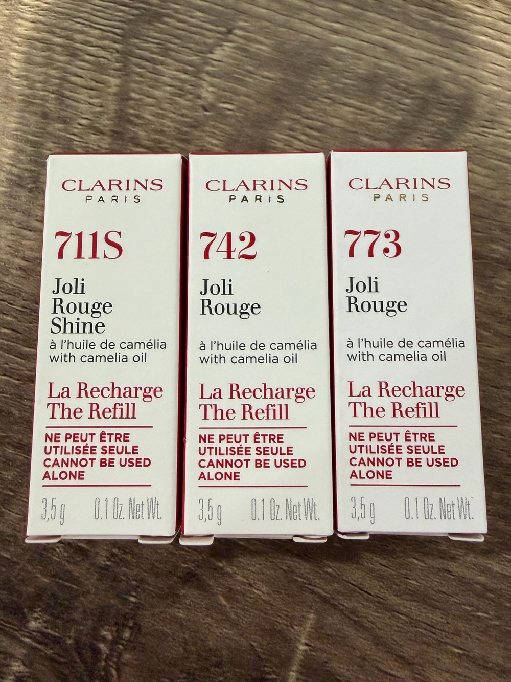 3 x Clarins Joli Rouge Lipstick La Recharge The Refill in 3 Shades NEW